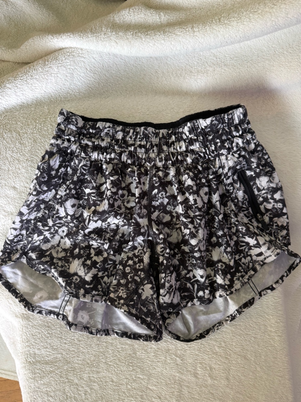 lululemon athletica Black and White Floral Running Shorts